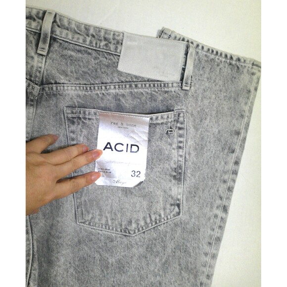New Womens Designer Rag & Bone NWT $248 Maya HR Slim Jeans Acid Gray White 32 - Picture 4 of 9